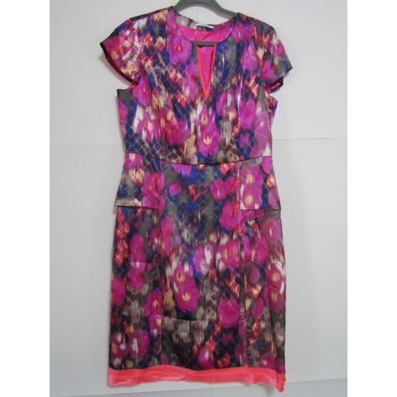 Tahari Floral Mini Dress Women's sz 14 Boho Cottagecore Y2K - Picture 1 of 6